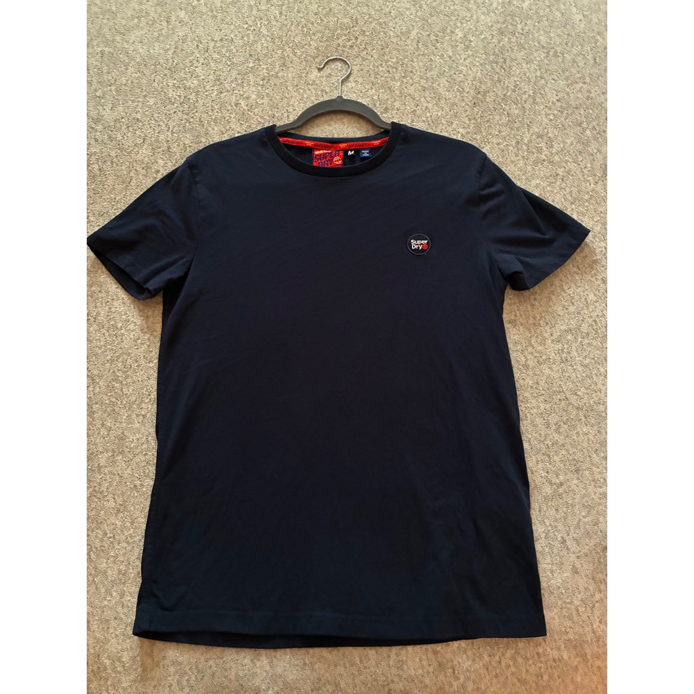 Superdry T-Shirt Men's Size Medium Navy Blue Logo Tee Short Sleeve Cotton